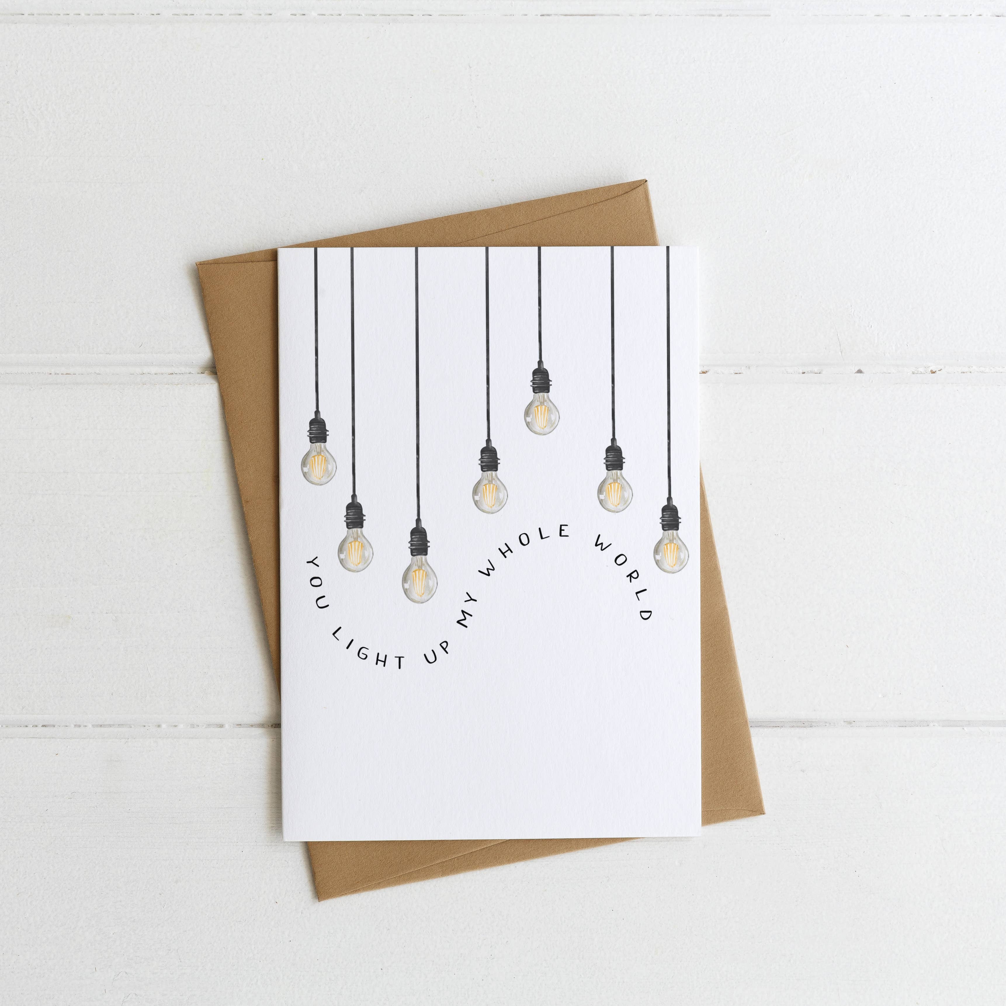 Highland Park Paper Co – Engroshandel Kærlighedskort – Du lyser op hele min verden | Love Card2