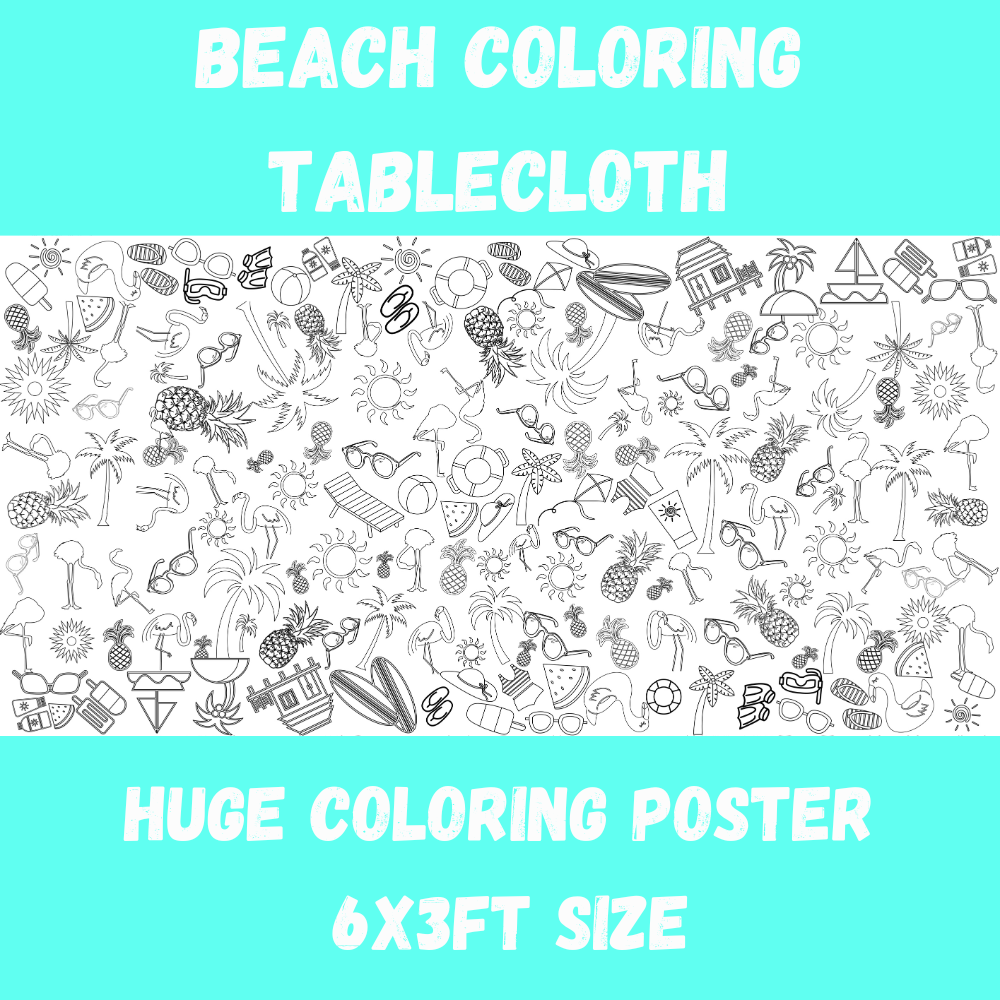 Creative Crayons Workshop – Toalha de mesa para colorir - Crianças e bebés por atacado – Toalha de Mesa para Colorir de Praia1