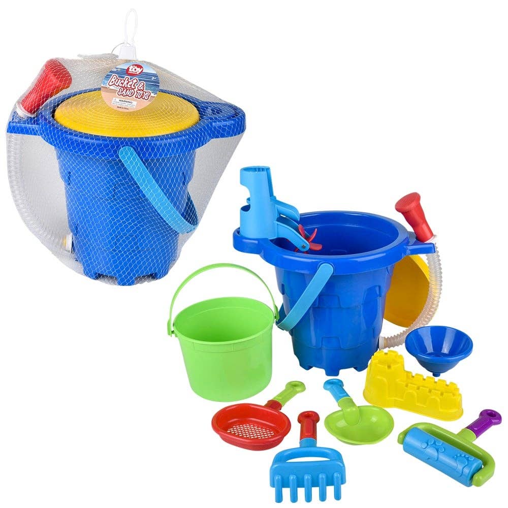 La Luna Bella - Toys - Wholesale Beach/Pool Toy - Kids & Baby - Large Bucket With 9pc Sand Toys - LLB Toys0