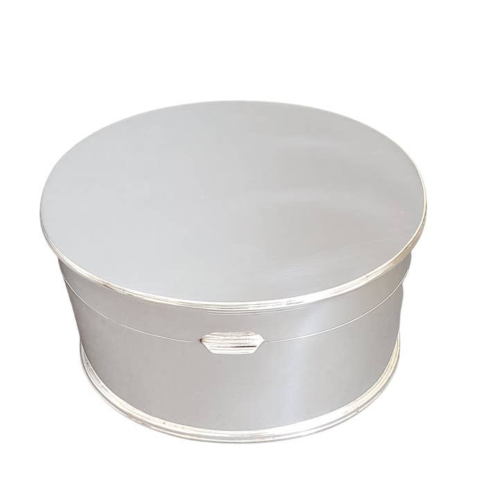 Oval Hinged 7" Plain Box English Silver Plate for wholesale by Corbell Silver