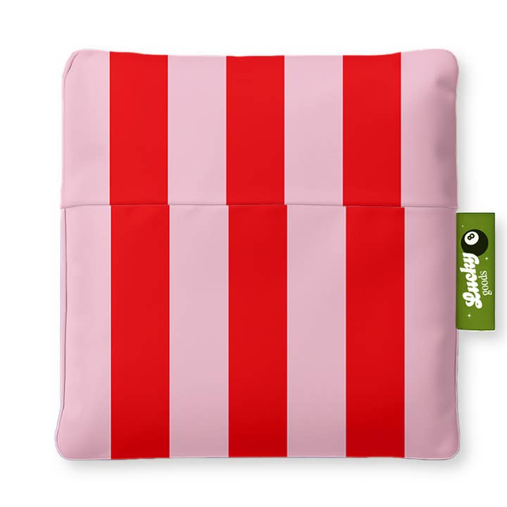 Pink & Red Stripes Foldable Nylon Tote for wholesale by Lucky Goods Paper