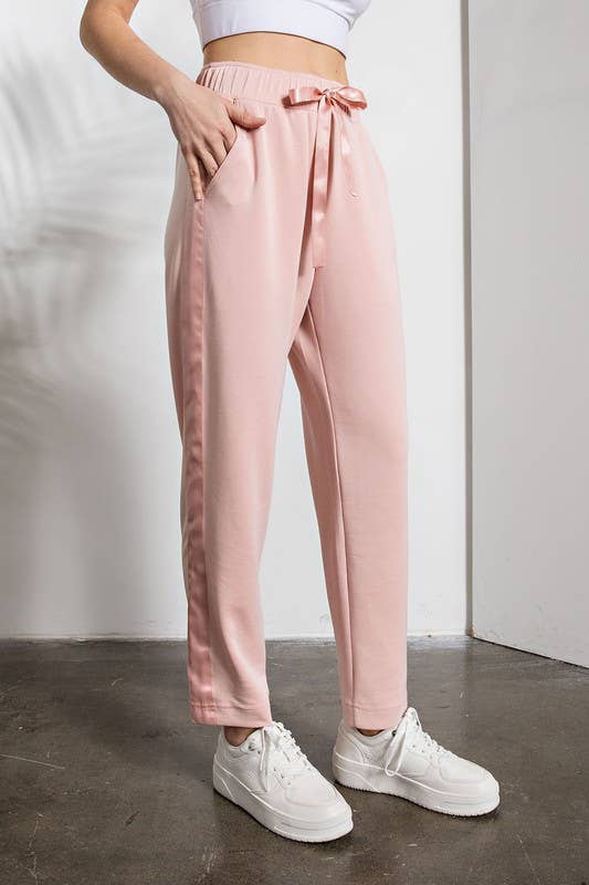 Sunday Morning - Wholesale Lounge Sweatpants/Joggers - Women's - P146237 Straight Leg Jogger with Side Satin Detail9