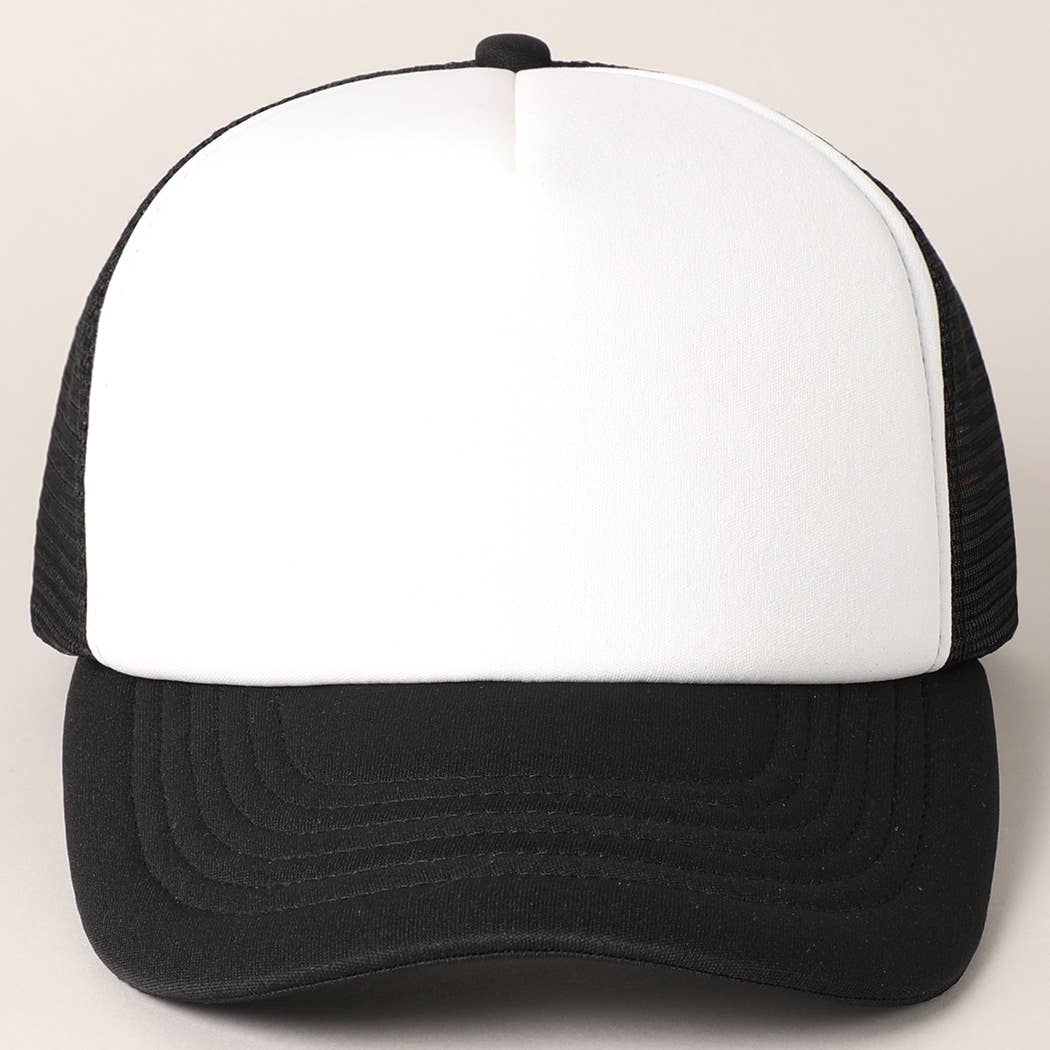 Fashion City - Wholesale Trucker Hat - Unisex - White Foam Front Colored Mesh Back Trucker Hat0