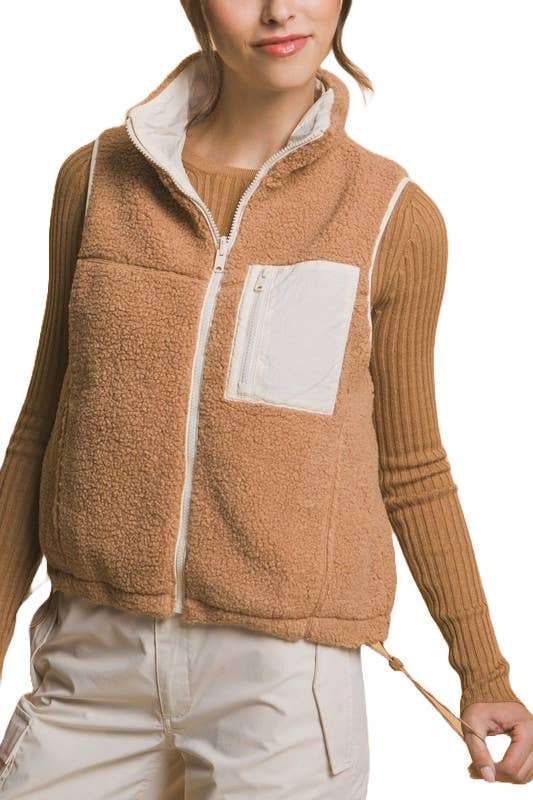 Vanilla Monkey – wholesale Tröjväst – Dam – Vändbar fleeceväst med sidofickor0