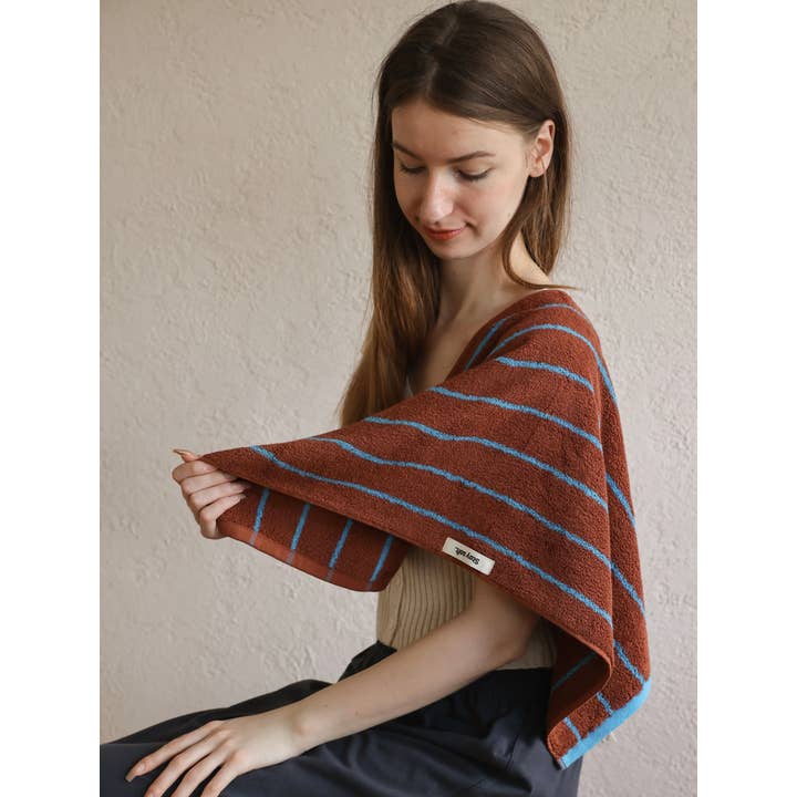 INSPECIAL HOME - Wholesale Bath Towel - 100% Cotton Retro Earthy-tone Pinstripe Soft Plush Towel 7