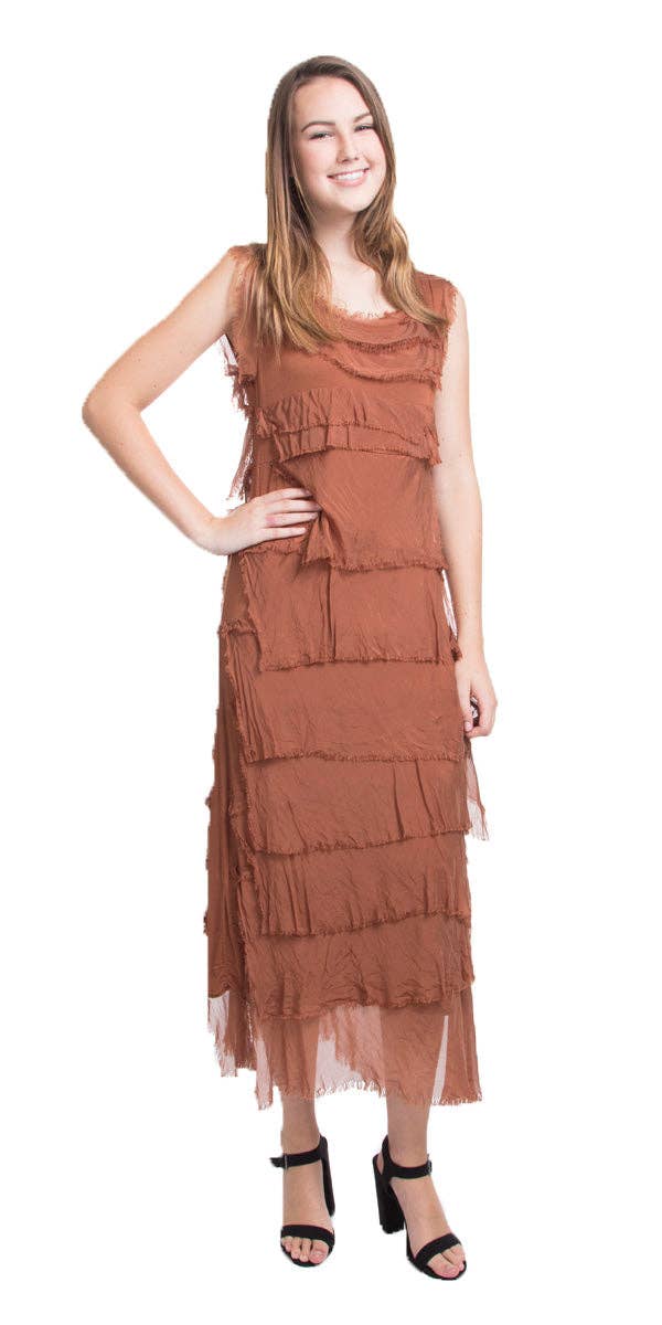 Gigi Moda - Wholesale Dress - Women's - Full Length Ruffle Dress0