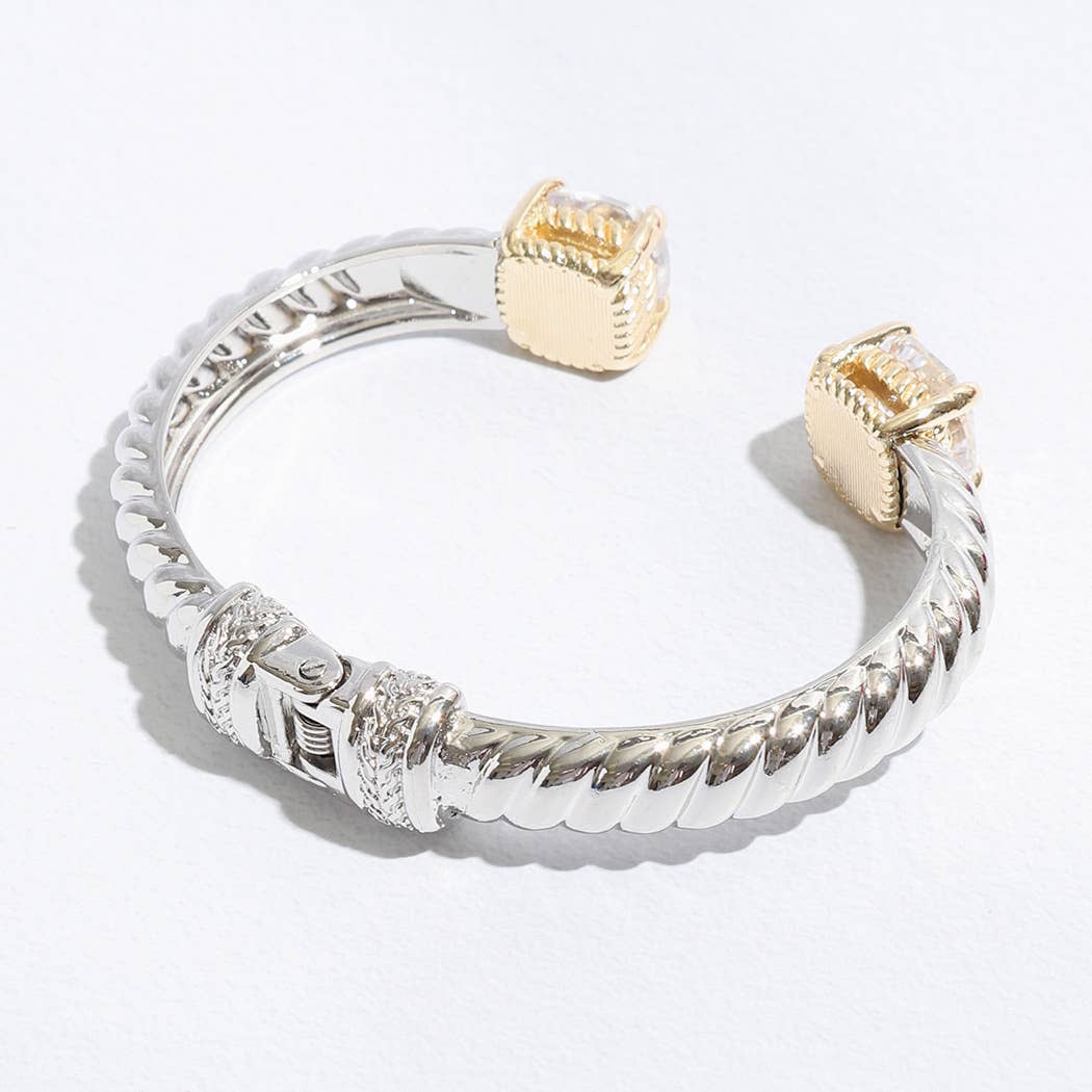 Fashion City - Wholesale Cuff Bracelet - Colored Square Rhinestone Edge Bangle Bracelet12