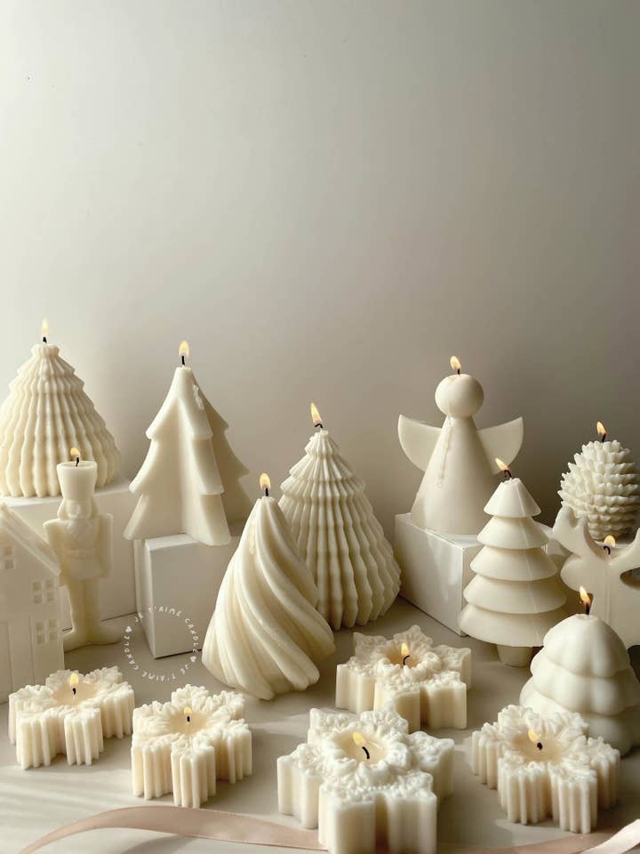 Vela de Cera de Soja Branca Aconchegante de Natal com Aroma Festivo por atacado de je t'aime candle