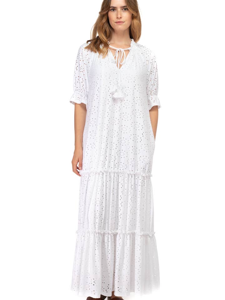 Robe longue élégante à col en V pour femmes D1038-IJ pour la vente par BTFLLIFE LLC