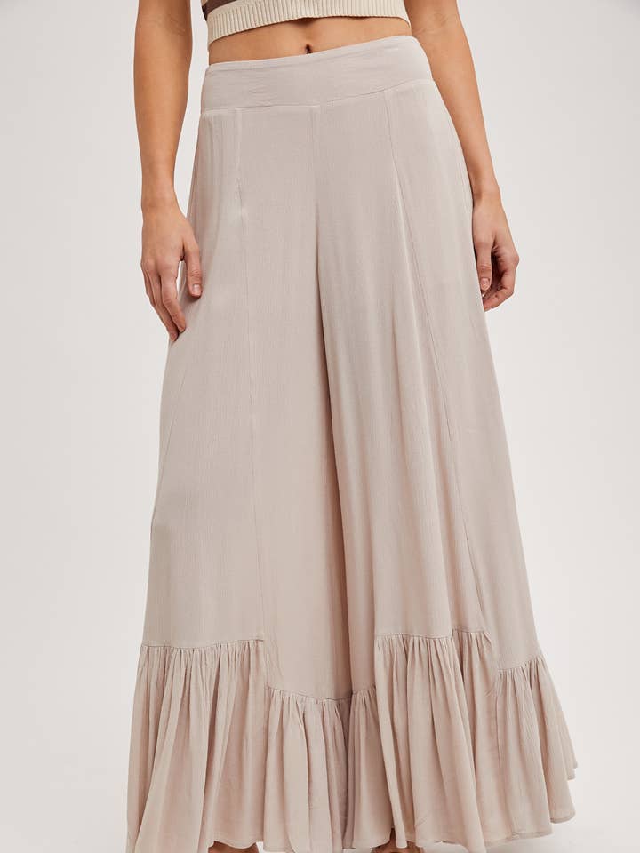 Bluivy – wholesale Pants – Women's – SHEER RUFFLED WIDE PANTS WITH NO LINING