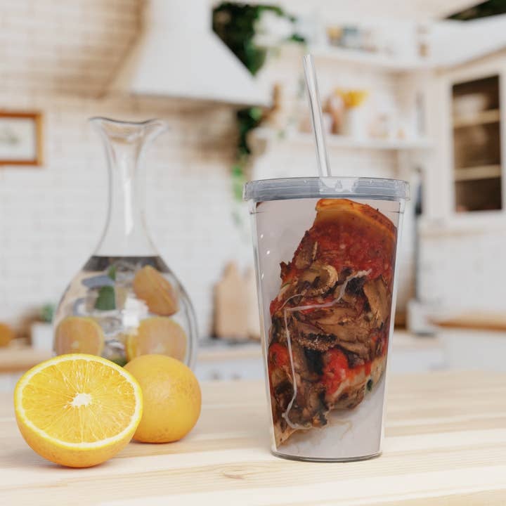 Transparente Vaso de plástico para pizza en plato con pajita de venta al por mayor en Faire