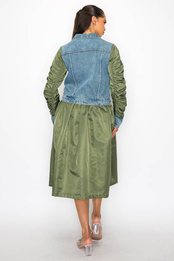 Shop Michella – Casaco de ganga - Mulher por atacado – JAQUETA DE CONTRASTE DENIM BOMBER4