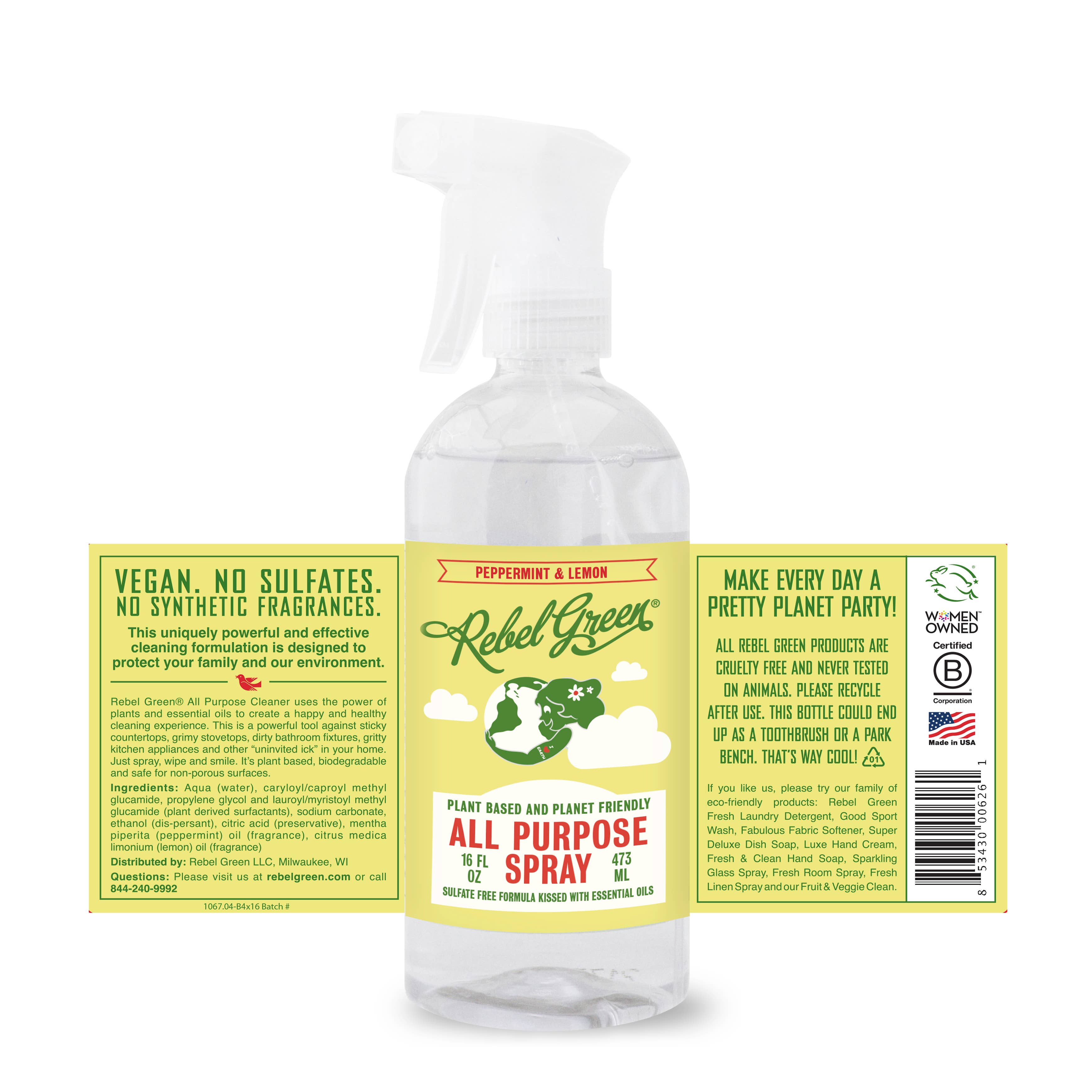 Rebel Green - Vente Spray de nettoyage multi-usage - Spray tout usage à la menthe poivrée et au citron 16 oz (unité)3