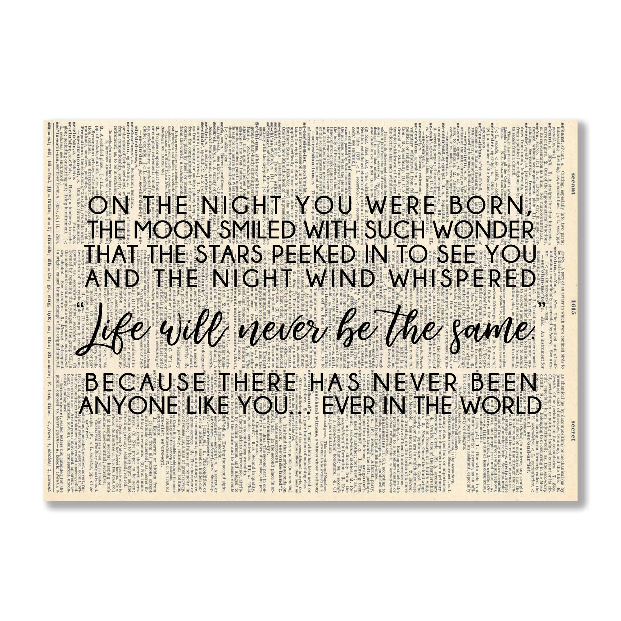 Cecelia Rose Book Page Art - Wholesale Art Print - On The Night You Were Born...0