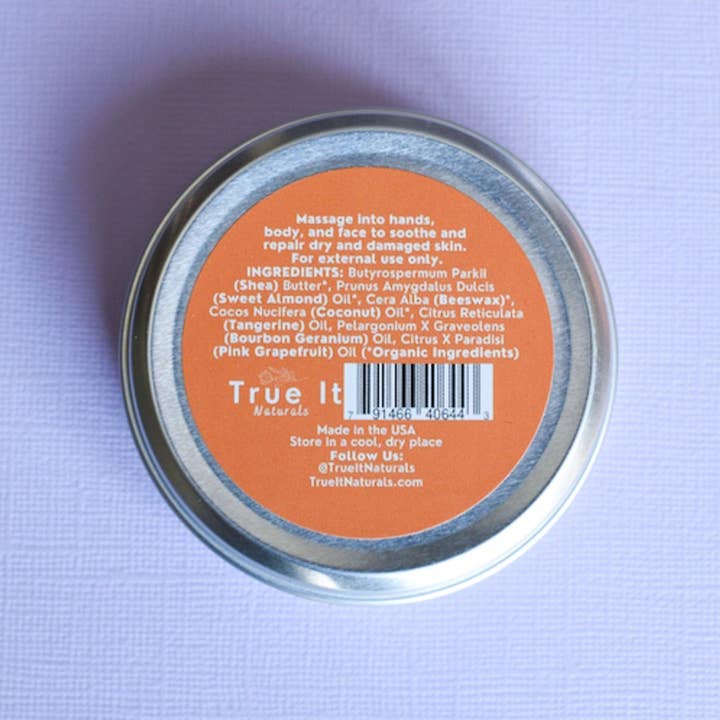 True It Naturals – wholesale Läkande salva/balsam/kräm – Citrus lokal ekologisk bivaxsalva - Bee Happy - 2 oz
