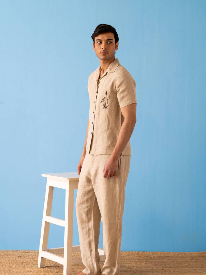 Oatmeal Linen Edward Shirt for wholesale on Faire