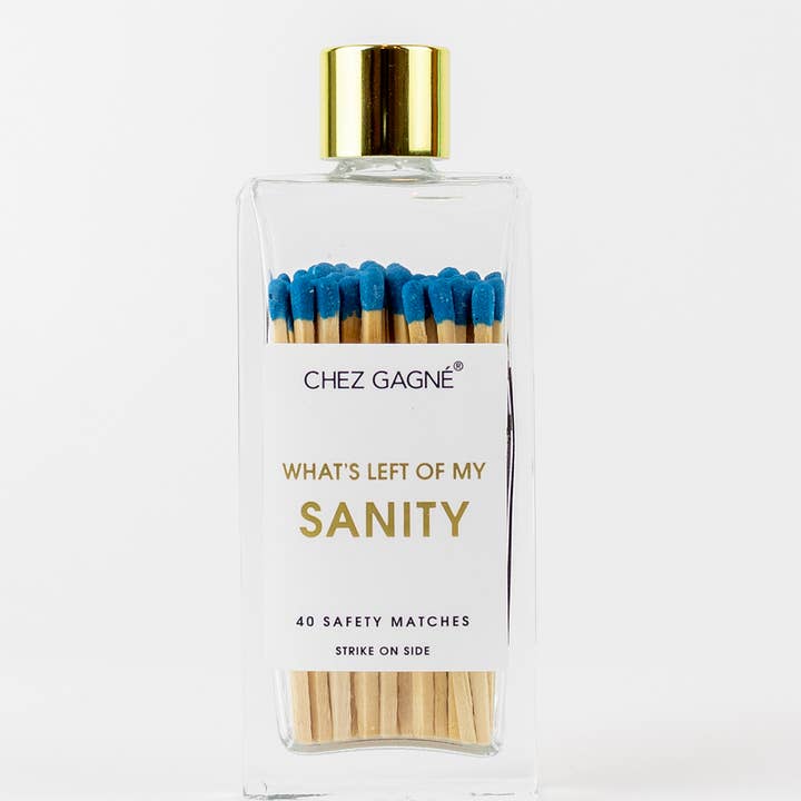 Chez Gagné - Wholesale Matches - Left of My Sanity - Glass Bottle Safety Matches - Bright Blue8
