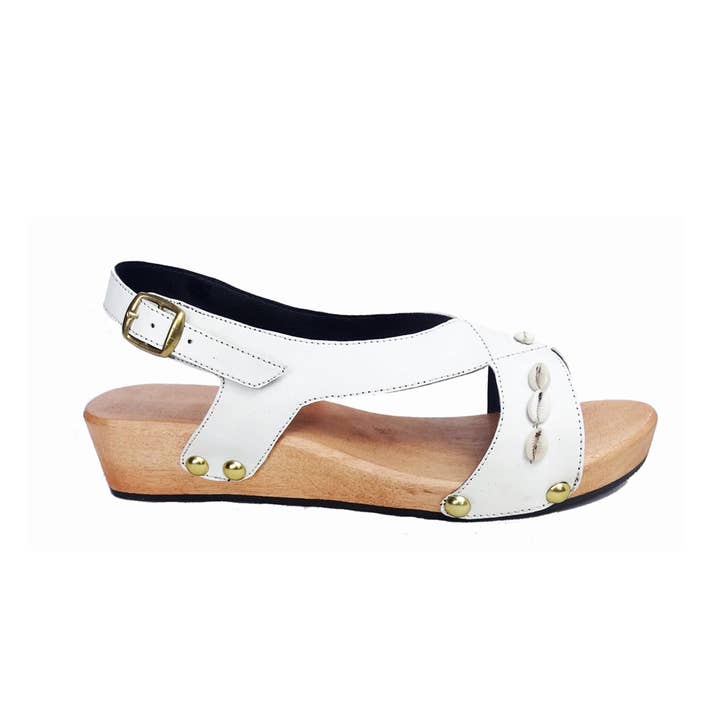 Yaya Cowries: Handmade Vegan Wooden Platform Clogs for wholesale by OMES