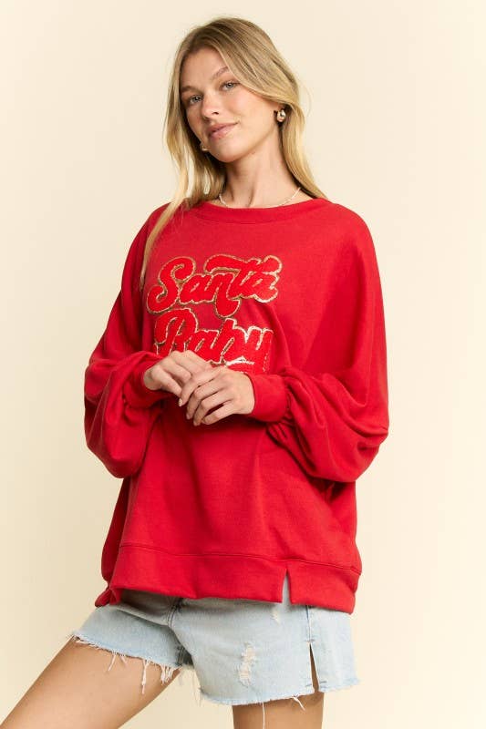 JADE BY JANE - Wholesale Graphic Sweatshirt - Women's - PLUS SIZE SANTA BABY CREW NECK SWEATSHIRT1