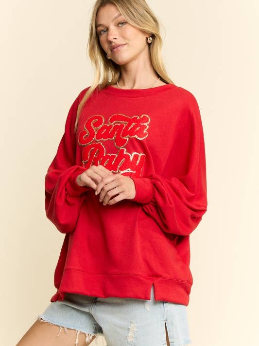 JADE BY JANE - Wholesale Graphic Sweatshirt - Women's - PLUS SIZE SANTA BABY CREW NECK SWEATSHIRT1