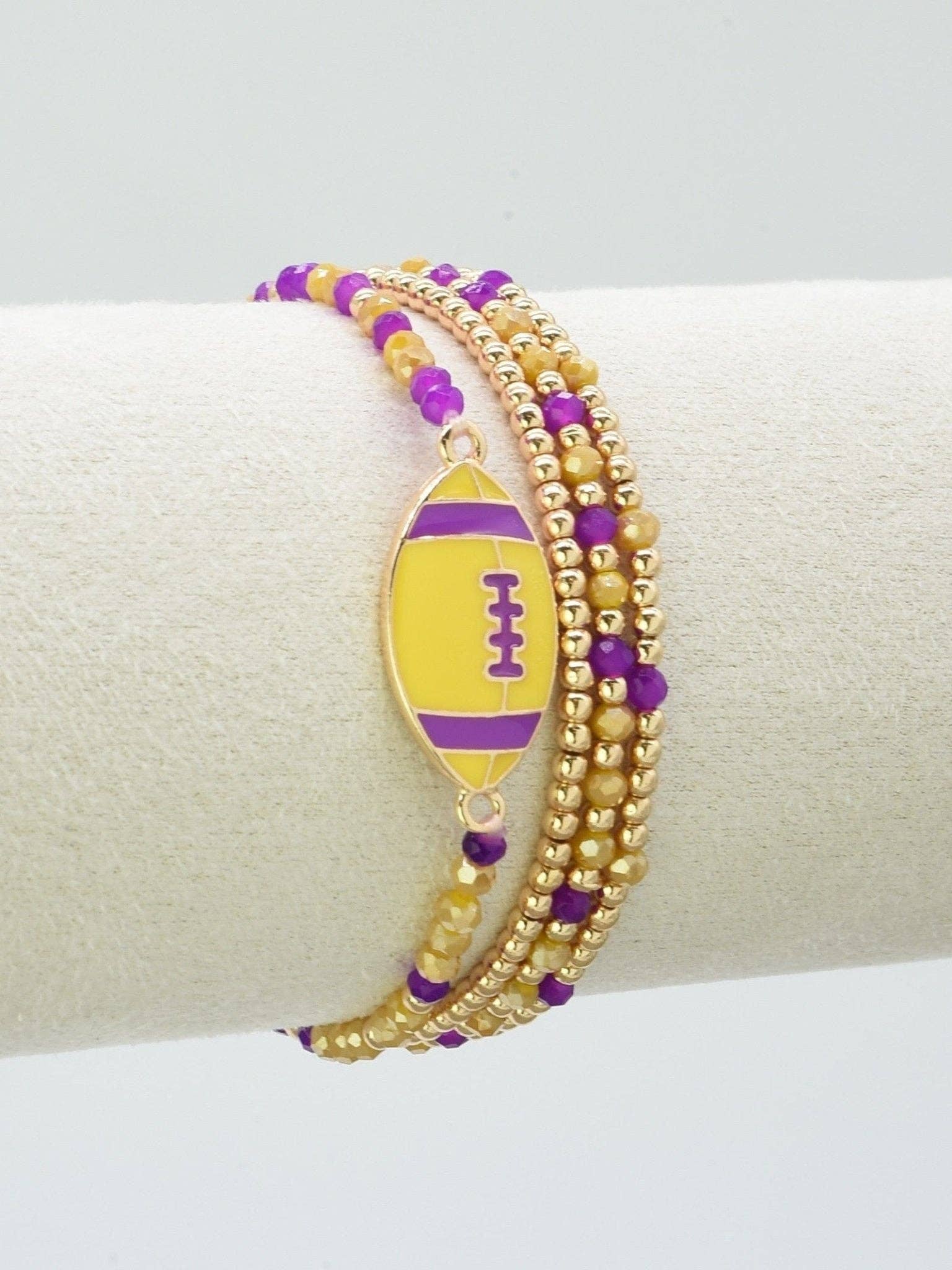 MiMi Wholesale - Wholesale Jewelry Set - CB2299 Gameday Beaded Football Charm Bracelet Set3