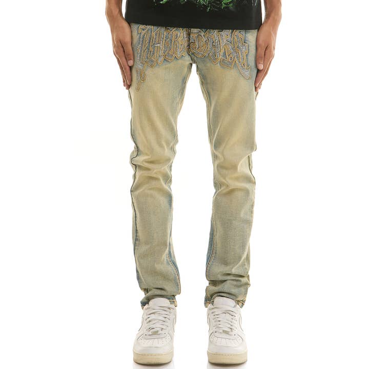 PARADISE RHINESTONE SKINNY JEANS for wholesale by KDNK