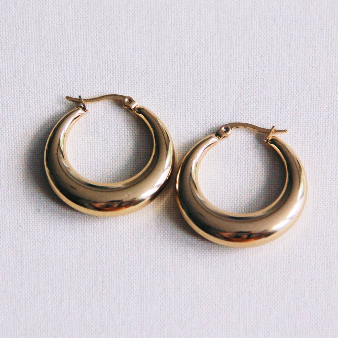 Bazou - Wholesale Hoop Earrings - Stainless Steel Creole 32mm “Wide” - Gold1