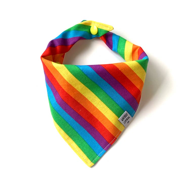 Rainbow Stripe Dog Bandana for wholesale by Winthrop Clothing Co.