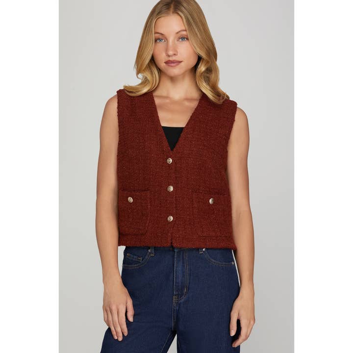 WOVEN TWEED VEST for wholesale by STYLE USA