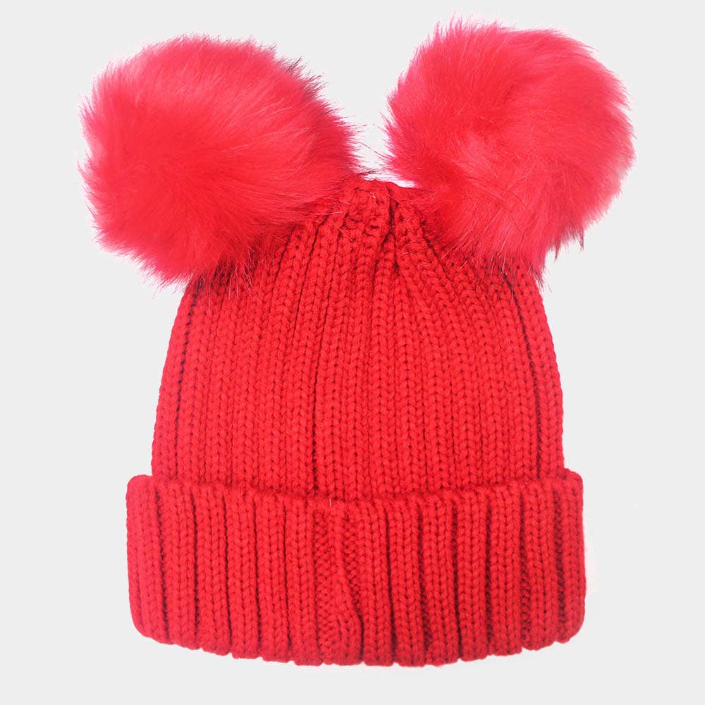 Sensibling Corp. - Wholesale Beanie - Women's - Double Pom Pom Knit Beanie Hat1