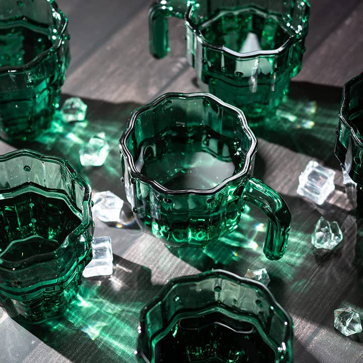 The Wine Savant / Khen Glassware – wholesale Dricksglas och koppar – Kaktus stapelbara glas, Glas gröna kaktuskoppar - 6 Set