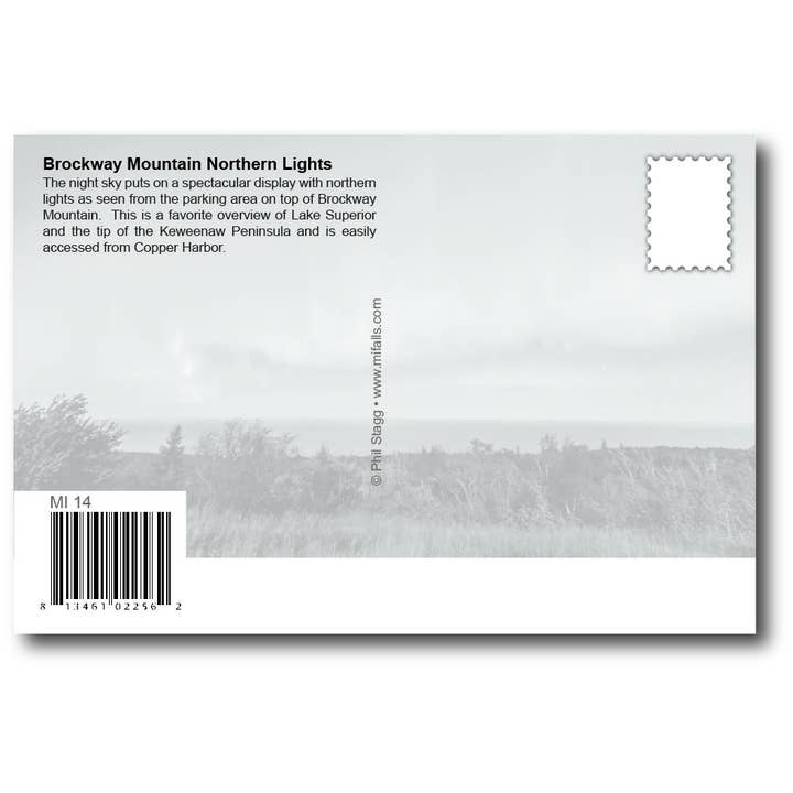 Phil Stagg Photography – Großhandel Postkarten – NORDLICHTER — BROCKWAY-BERGSCHILD — Michigan-Postkarte