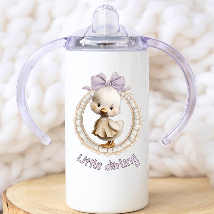 Copo com Palhinha Pato Lavanda Pequeno Querido | Para Bebés 12 oz por atacado de Press and Merch