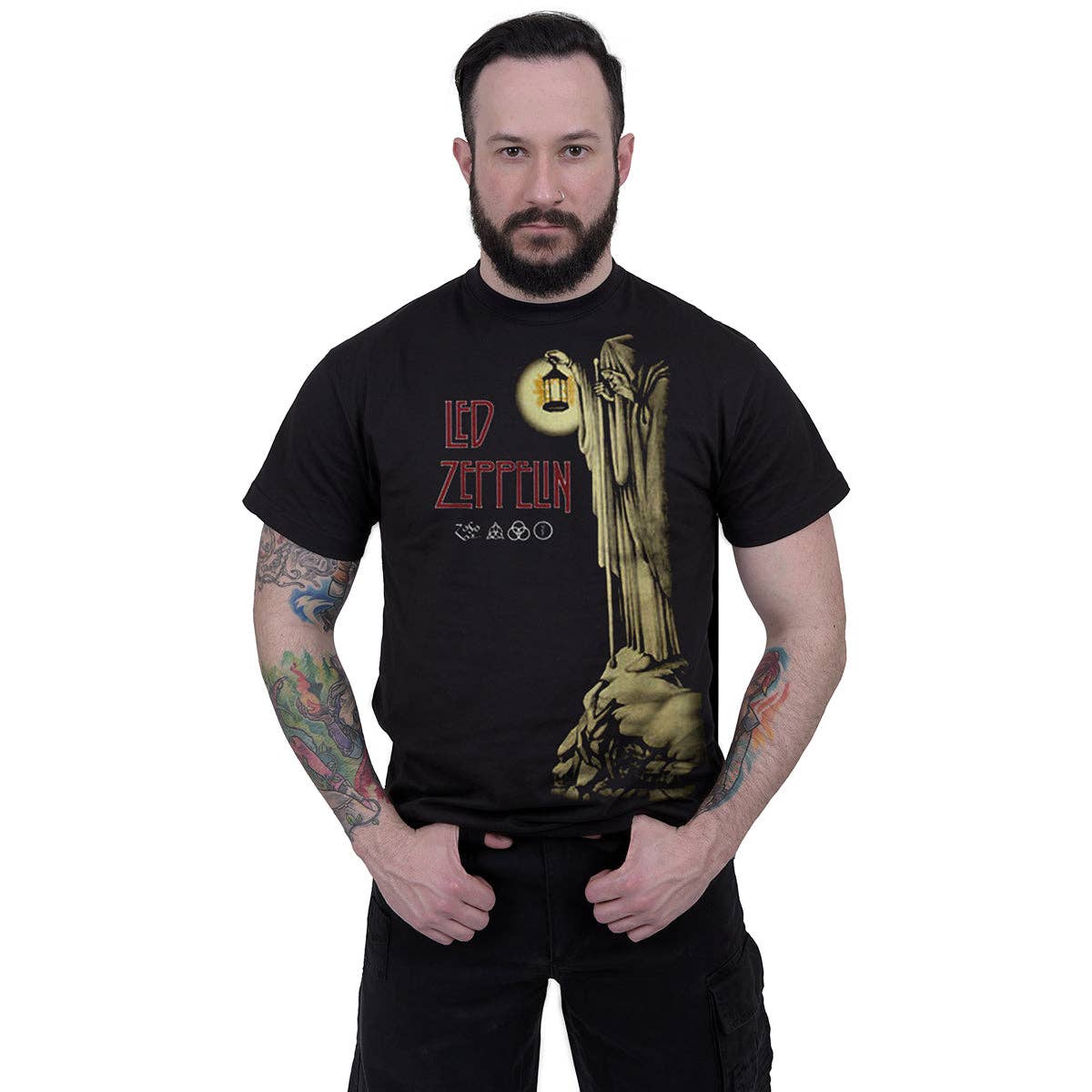 Spiral - Wholesale T-Shirt (Graphic) - Unisex - LED ZEPPELIN - HERMIT - T-SHIRT - Front Print T-Shirt Black1