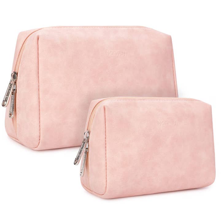 2 Pack Leather Cosmetic Organizer Makeup Bag Zipper Pouch for wholesale by wandf