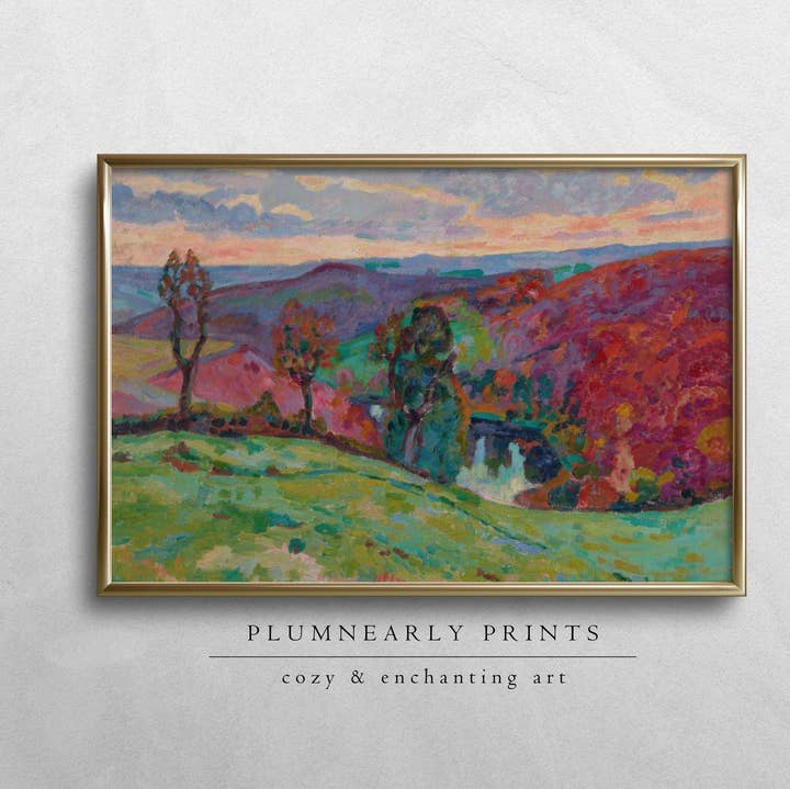 Autumn Mountain Landscape Oil Painting Art Print Poster 36 for wholesale by Plumnearly Prints