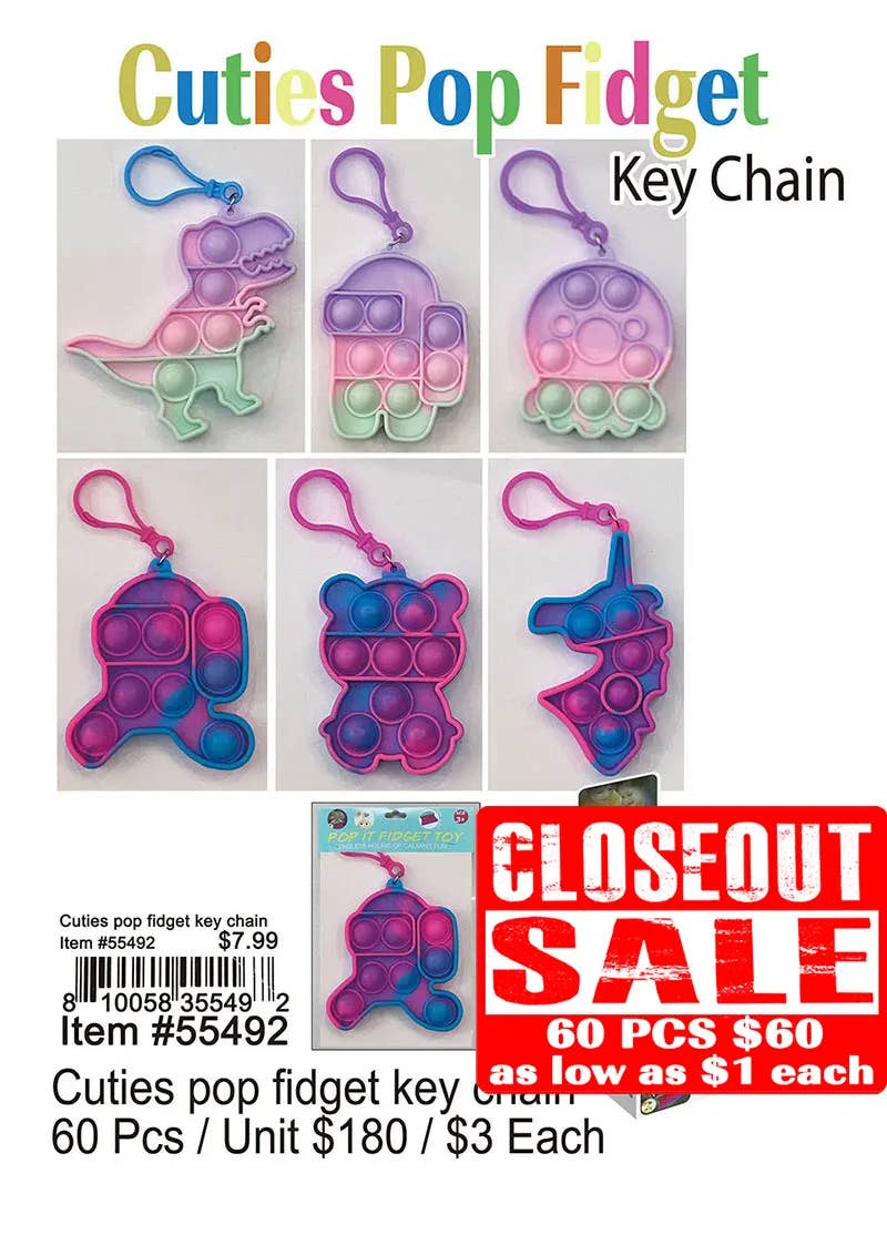 Puka Creations - Wholesale Fidget toy – Kids - Cuties Pop Fidget Keychain