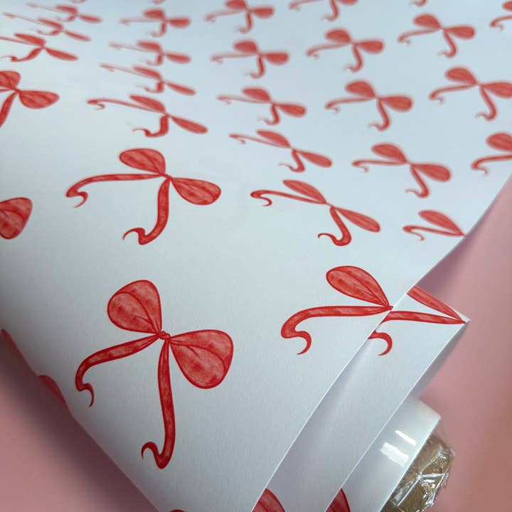 Sorbet Dreams – wholesale Wallpaper – 'A Bowtiful Day' Wallpaper in Red | Red Watercolour Coquette Bows wallpaper1