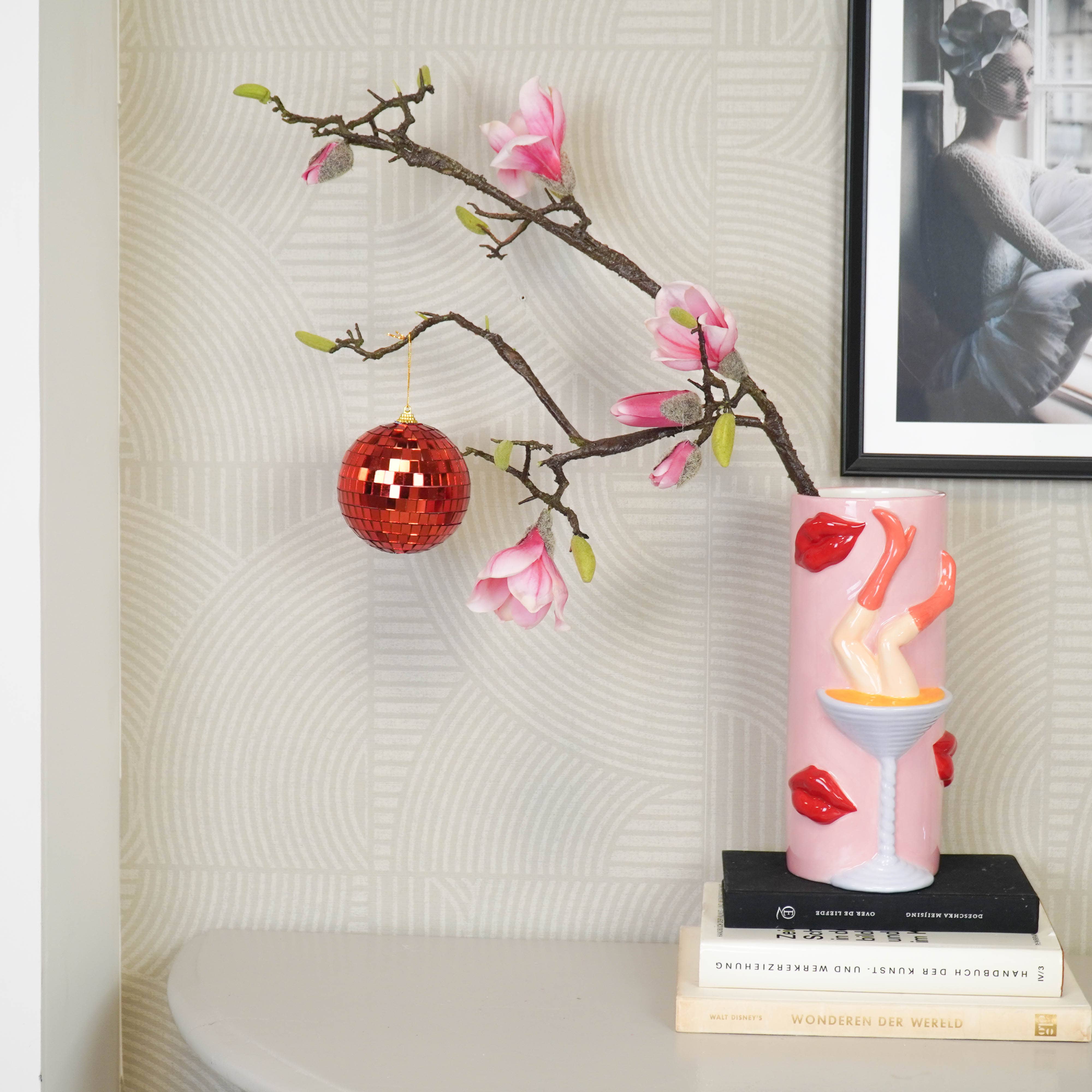 Housevitamin bv - Vente Objets de décoration - Décoration de Noël - Suspension de Noël - Boule à facettes - Mousse - Rouge - 10x10x10cm1