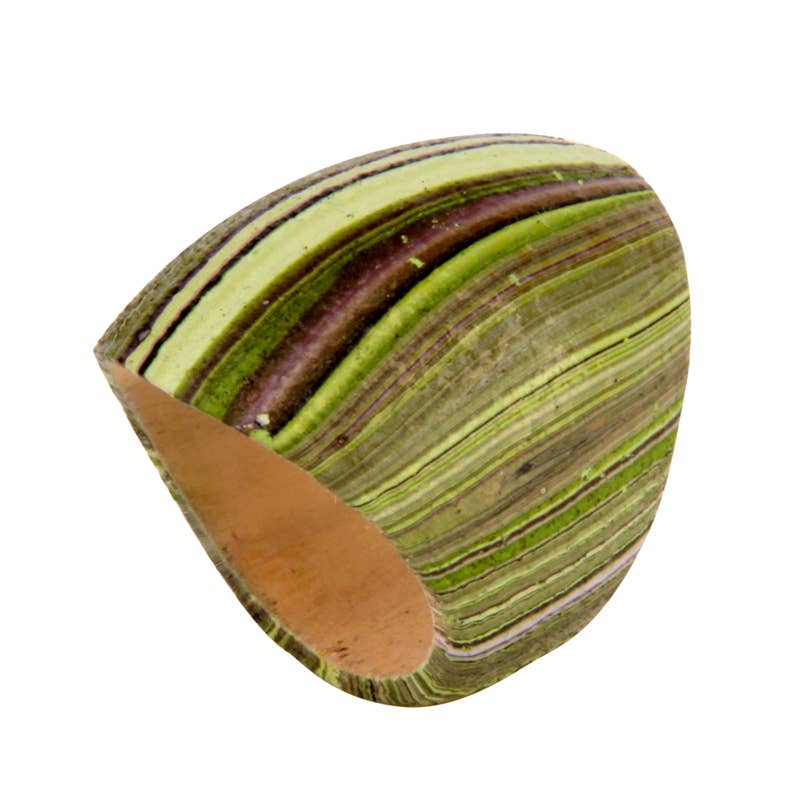 Erik & Mike – wholesale Cocktail/Statement Ring – Målad Ring Wood Lime1