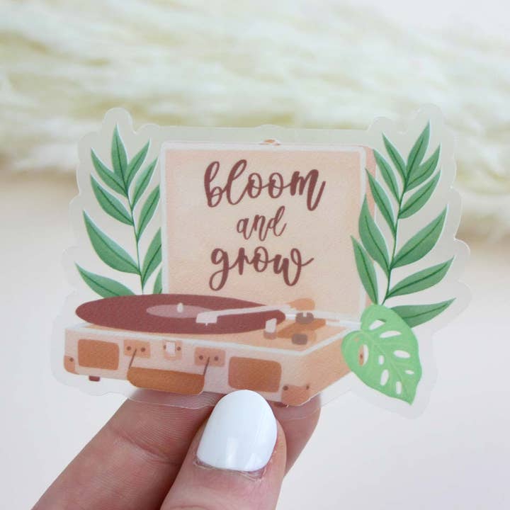 Sticker pour tourne-disque Bloom and Grow pour la vente par paigesillustrations