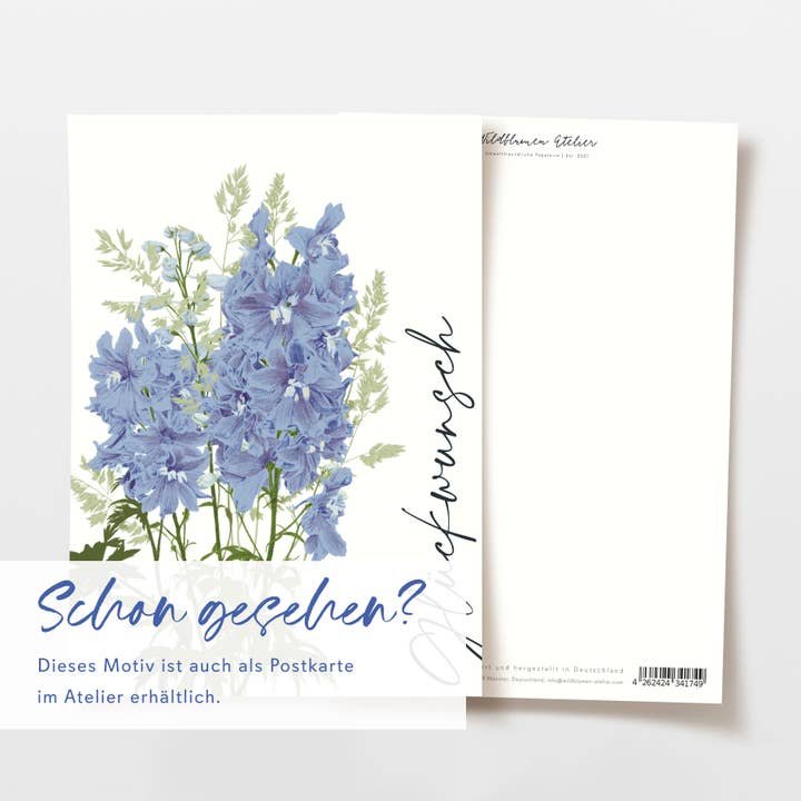 Wildblumen Atelier - Wholesale Congratulations Card - Greeting card congratulations blue flowers, with envelope, FSC4