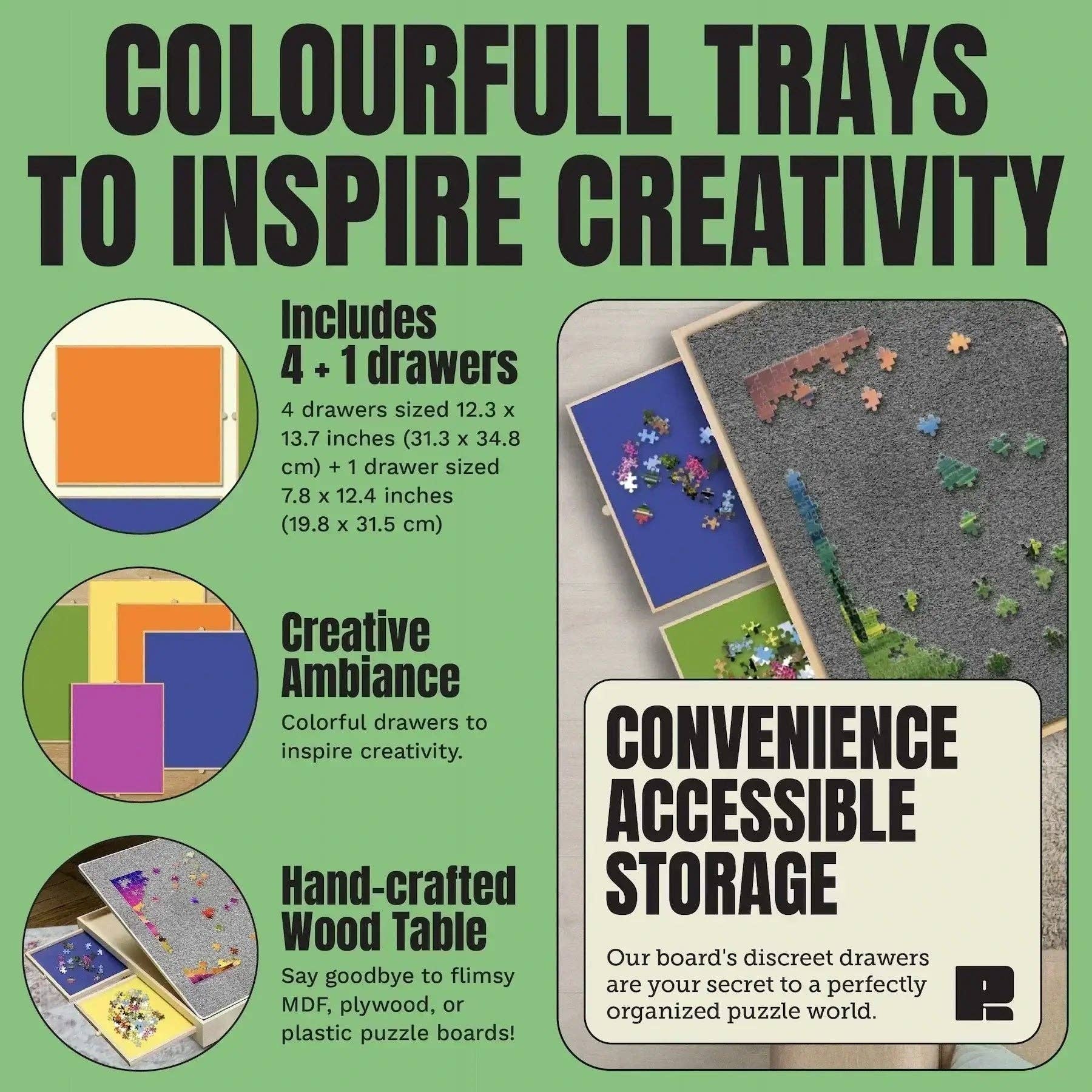 Puzzle Ready - Wholesale Puzzle - Adult - Puzzle Table – The Perfect Tilting Jigsaw Puzzle Table with Drawers and Cover6