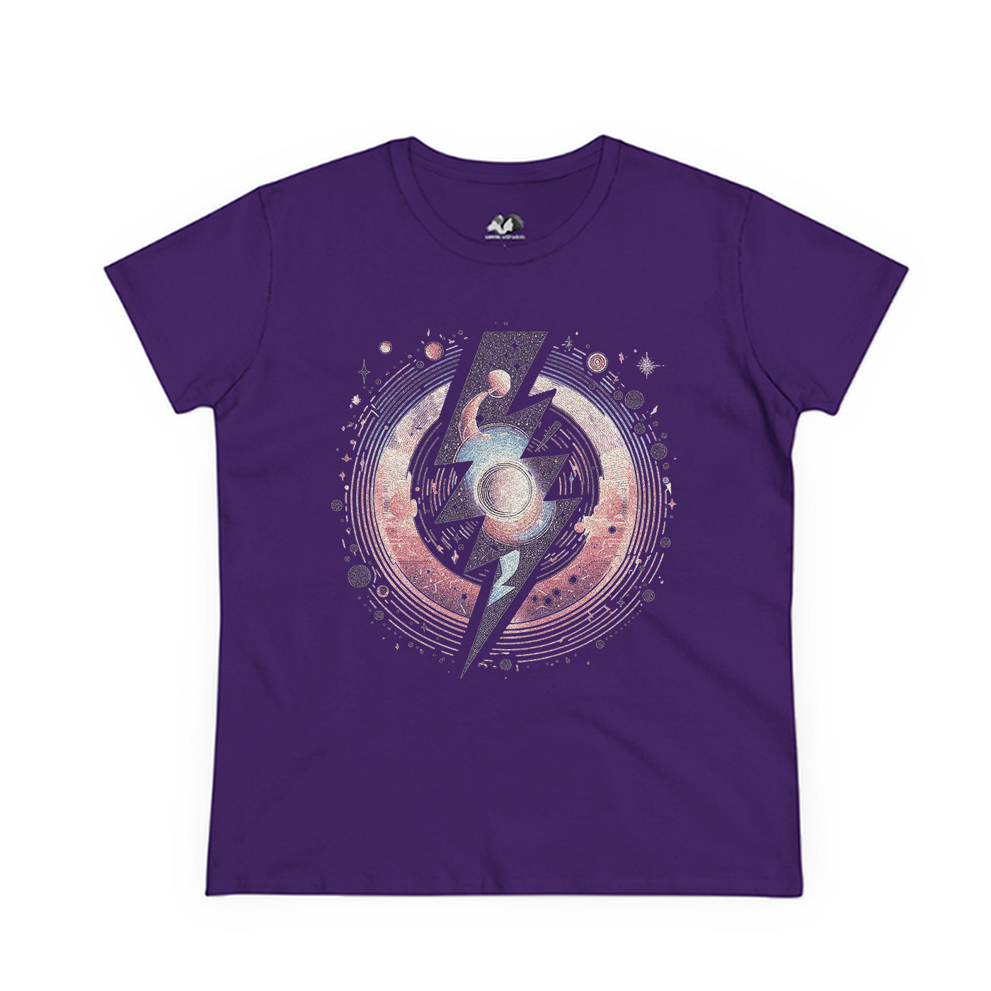 Running With Wolves - Wholesale Screen Printed T-Shirt - Women's - Lightning Strike - 100% Cotton Lightning Bolt Retro Tee5