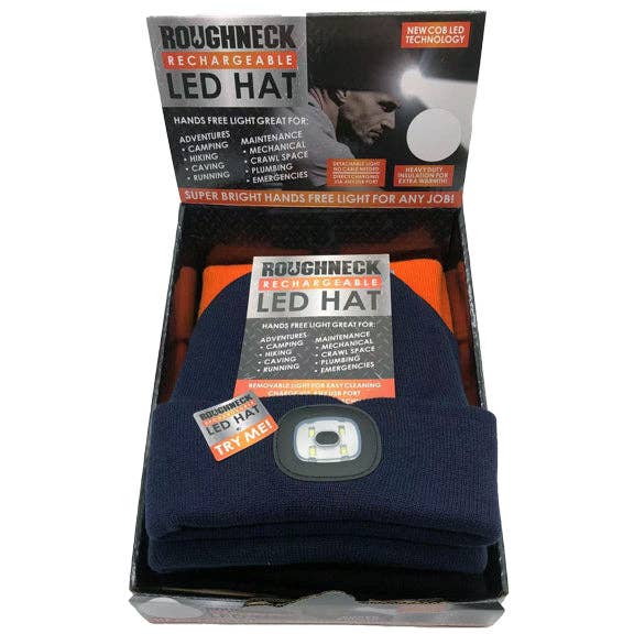 Novelty Brands - Wholesale Retailer Display - Accessories - Roughneck LED Light Beanie Hat Assortment- 6/Display2