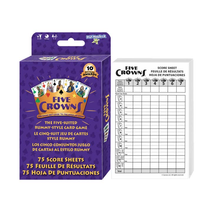 Five Crowns Card Game Scorepad 75 Score Sheets for wholesale by Play Monster