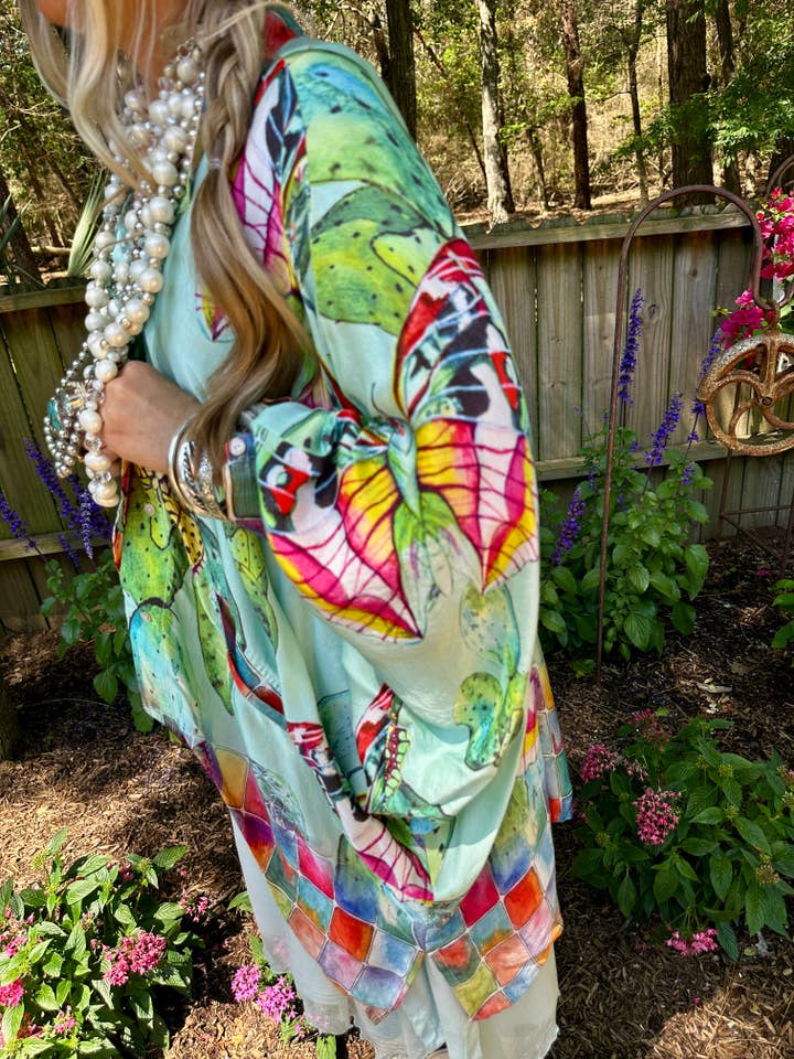 A Rare Bird Shop - Wholesale Kimono - Women's - Cactus Butterfly Satin Kimono