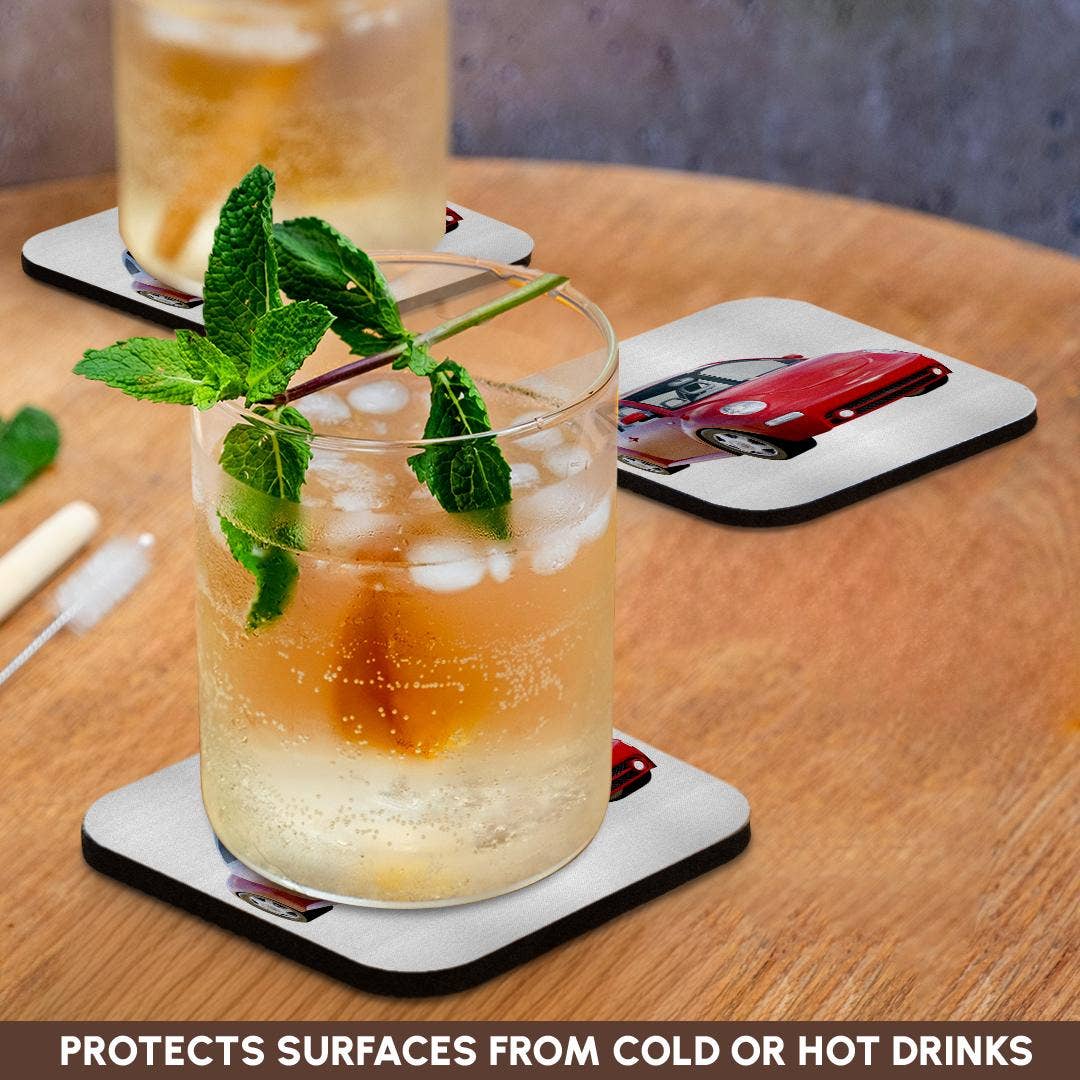 3dRose - Venta al por mayor Posavasos - 3dRose, Coche Euro Rojo, Posavasos9