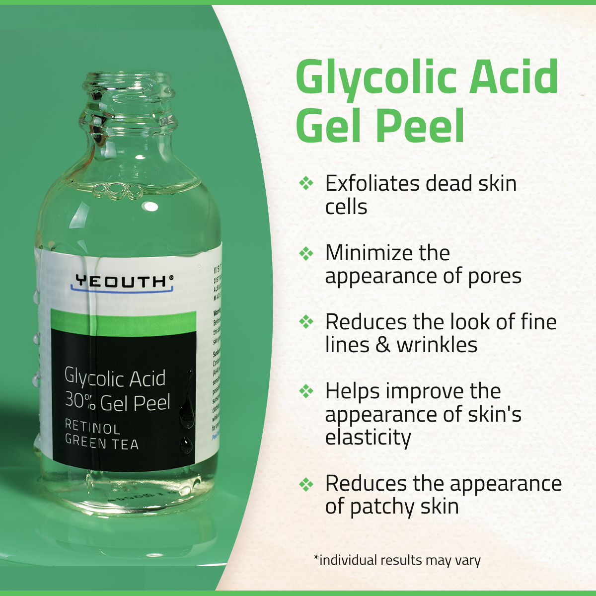 yeouthskincare - Wholesale Facial Peel - YEOUTH Glycolic Acid Peel 30% with Retinol & Green Tea 2oz2