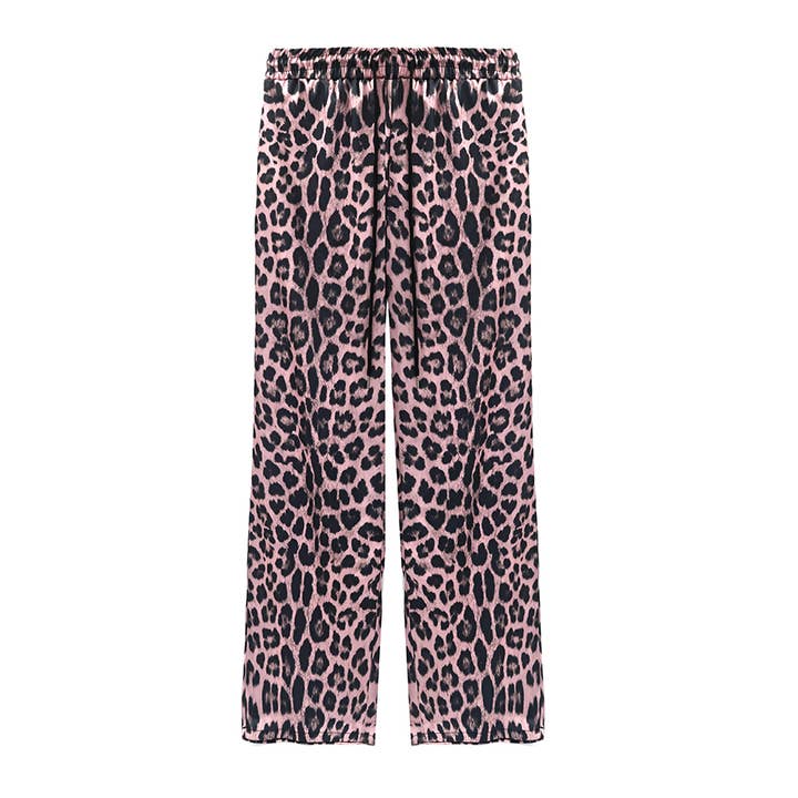 Pantaloni in raso con coulisse a stampa leopardata per la vendita all'ingrosso da parte di Last True Angel